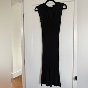 M.M. Lafleur Black Sleeveless Ribbed Dress
